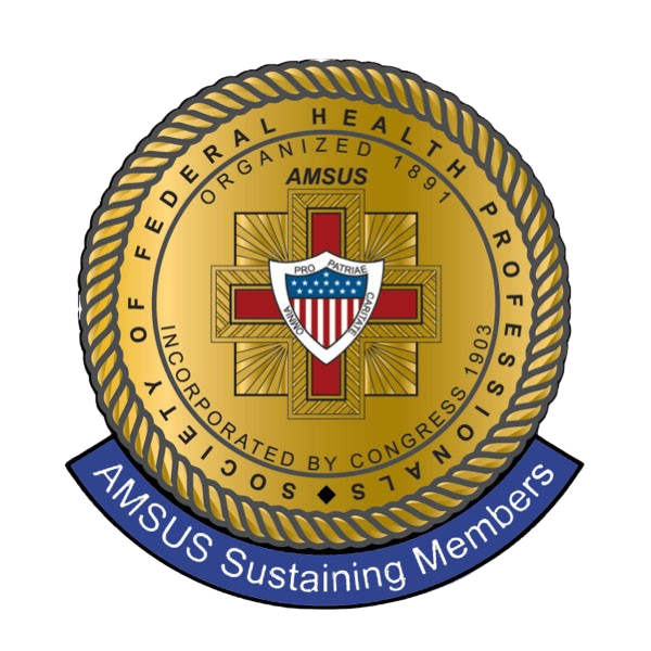AMSUS Sustaining Member badge representing the Society of Federal Health Professionals