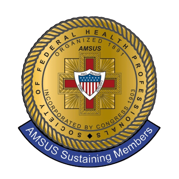 AMSUS Sustaining Member badge representing the Society of Federal Health Professionals